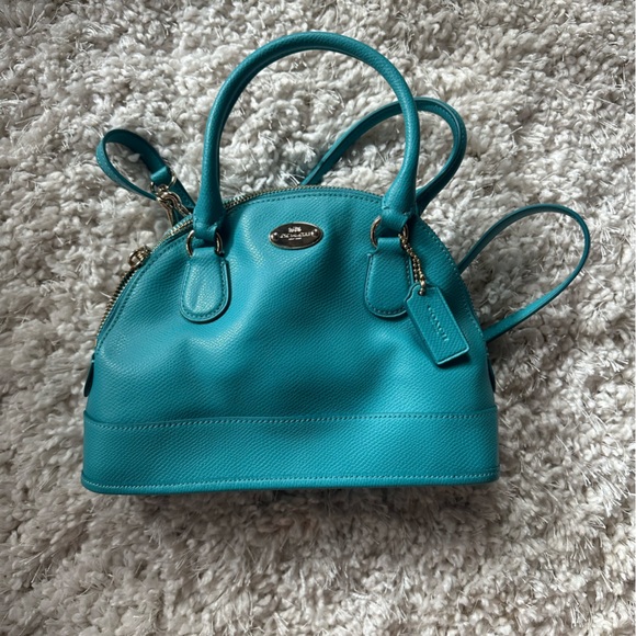 EUC Coach Small Turquoise Leather Crossbody Handbag